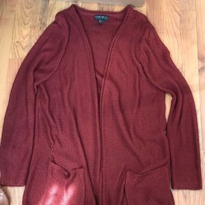 F21 Burgandy Cardigan